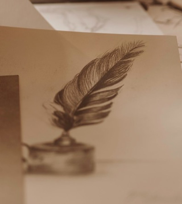 Desenho de pluma e tinteiro a grafite