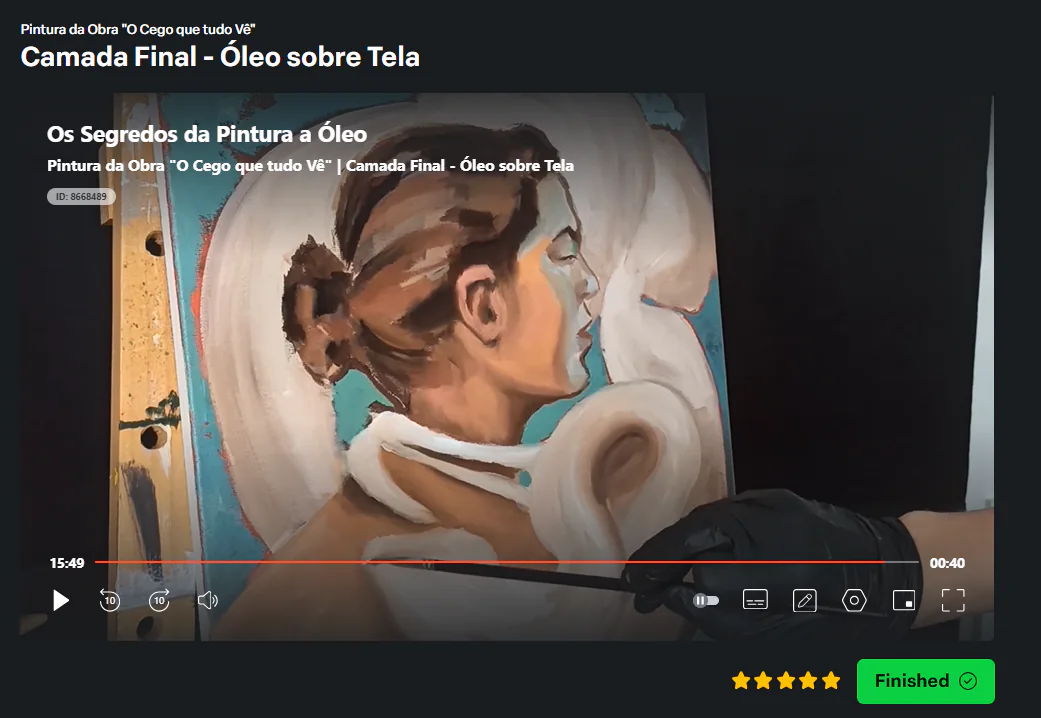 Aula “Camada Final — Óleo sobre Tela”, da pintura da obra O Cego que tudo Vê